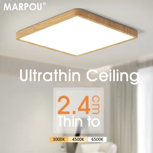 Plafonnier LED en bois naturel  design scandinave  moderne  éclairage chaleureux  économique  élégant pour chambre et salon