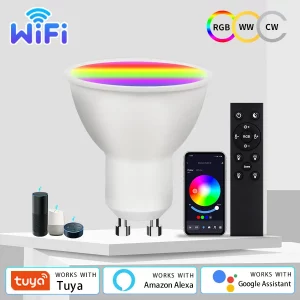 Ampoule connectée LED GU10 Wi-Fi RGB Tuya Smart Life 220V 110V contrôle intelligent Alexa Google télécommande RF 2.4G éclairage adaptable salon chambre bureau Ampoule connectée LED GU10 Wi-Fi RGB Tuya Smart Life 220V 110V contrôle intelligent Alexa Google télécommande RF 2.4G éclairage adaptable salon chambre bureau
