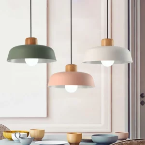 Suspension en bois design nordique scandinave LED lumière chaude moderne intérieur élégant éclairage minimaliste