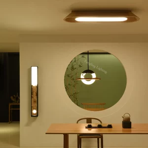 Plafonnier LED en bois massif design scandinave moderne  éclairage intérieur à intensité variable  pour salon  salle à manger  chambre à coucher  lumière chaleureuse économique élégant