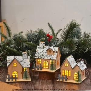 Décoration de Noël lumineuse Mini maison en bois LED ambiance chaleureuse bricolage cadeau enfant salon chambre table à manger Décoration de Noël lumineuse Mini maison en bois LED ambiance chaleureuse bricolage cadeau enfant salon chambre table à manger