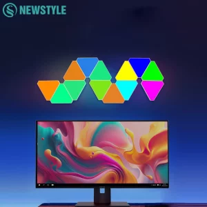 Luminaire murale LED modulaire design moderne panneaux triangulaires hexagonaux RGB smart Wi Fi éclairage intérieur décoration chambre salon salle jeu économie énergie élégant Luminaire murale LED modulaire design moderne panneaux triangulaires hexagonaux RGB smart Wi Fi éclairage intérieur décoration chambre salon salle jeu économie énergie élégant