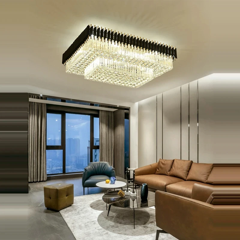 Plafonnier moderne en métal doré et verre design luxueux cristal éclairage scintillant salon salle à manger élégance intemporelle