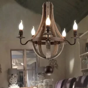 Plafonnier bois naturel design rustique vintage éclairage chaleureux salon chambre salle à manger décoration industrielle nordique économique élégant