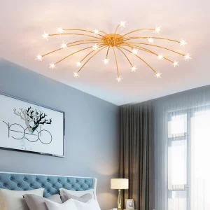Plafonnier LED en forme d’étoile design nordique moderne luminaire décoratif salon chambre à coucher éclairage chaleureux économique élégant