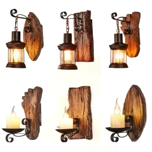 Applique murale bois vintage verre métal lumière douce salon chambre corridor style rustique élégance naturelle économie énergie