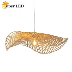 Suspension en rotin et bambou design japonais naturel luminaire décoratif salon chambre salle à manger lumière chaleureuse durable