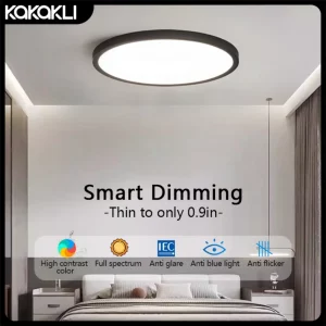 Plafonnier LED ultra-mince 0.9 pouces  design moderne  éclairage ajustable  télécommande  idéal pour salon  chambre ou bureau  élégance et confort