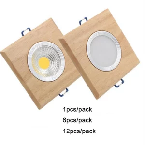 Plafonnier encastré LED bois clair design moderne nordique éclairage chaleureux salon cuisine bureau économique élégant