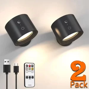 Lampe murale Led Double tête commande tactile télécommande rotative à 360 degrés Recharge USB veilleuse Portable sans fil pour chambre à coucher lampe de lecture Lampe murale Led Double tête commande tactile télécommande rotative à 360 degrés Recharge USB veilleuse Portable sans fil pour chambre à coucher lampe de lecture