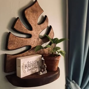 Décoration murale bois étagère style feuille monstera design rustique moderne salon chambre entrée support rangement naturel élégant Décoration murale bois étagère style feuille monstera design rustique moderne salon chambre entrée support rangement naturel élégant