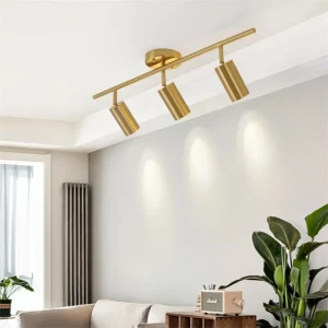 Plafonnier LED métal doré design moderne minimaliste salon loft bureau éclairage focalisé ajustable élégant