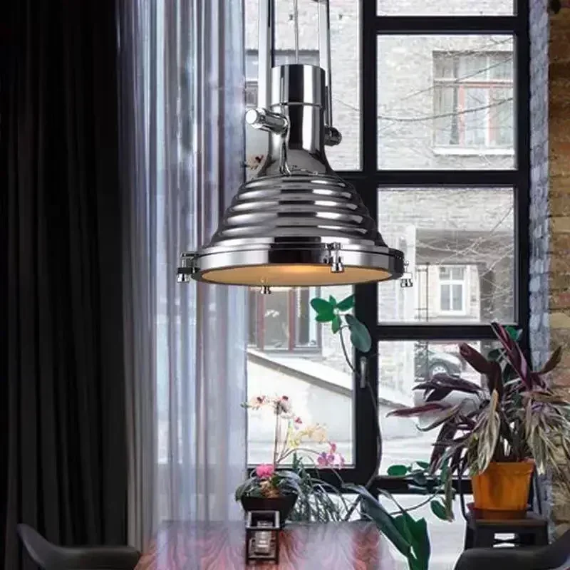 Suspension luminaire métal chrome doré noir design industriel moderne éclairage salle à manger cuisine loft