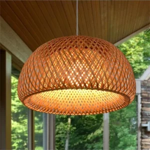 Suspension en bambou design scandinave lumière douce décoration naturelle intérieure salle à manger salon chambre éclairage chaleureux moderne