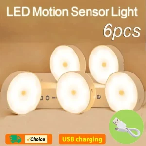 Plafonnier LED veilleuse USB rechargeable détection de mouvement lumière de nuit moderne design épuré chambre salle de bain économique sans fil