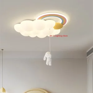 Plafonnier nuage arc-en-ciel créatif design moderne chambre enfants lumière douce protection des yeux éclairage intérieur nordique suspendu lapin