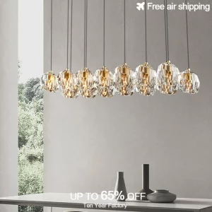 Suspension lumineuse cristal design moléculaire contemporain or américain éclairage cuisine salle à manger bar île LED lumière chaude économique élégant Suspension lumineuse cristal design moléculaire contemporain or américain éclairage cuisine salle à manger bar île LED lumière chaude économique élégant
