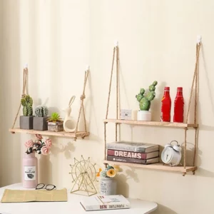 Étagères murales suspendues en bois naturel style rustique pour salon chambre bureau rangement décoratif plants livres