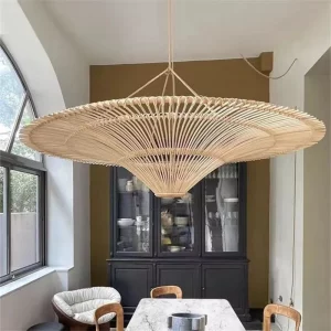 Suspension Vintage en Rotin  Design Bohème Naturel pour Décoration Salon  Restaurant et Boutique