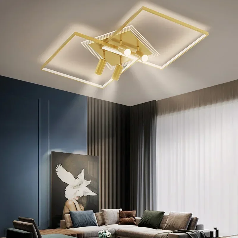 Plafonnier moderne design minimaliste luxe LED doré éclairage créatif salon chambre restaurant élégance industrielle