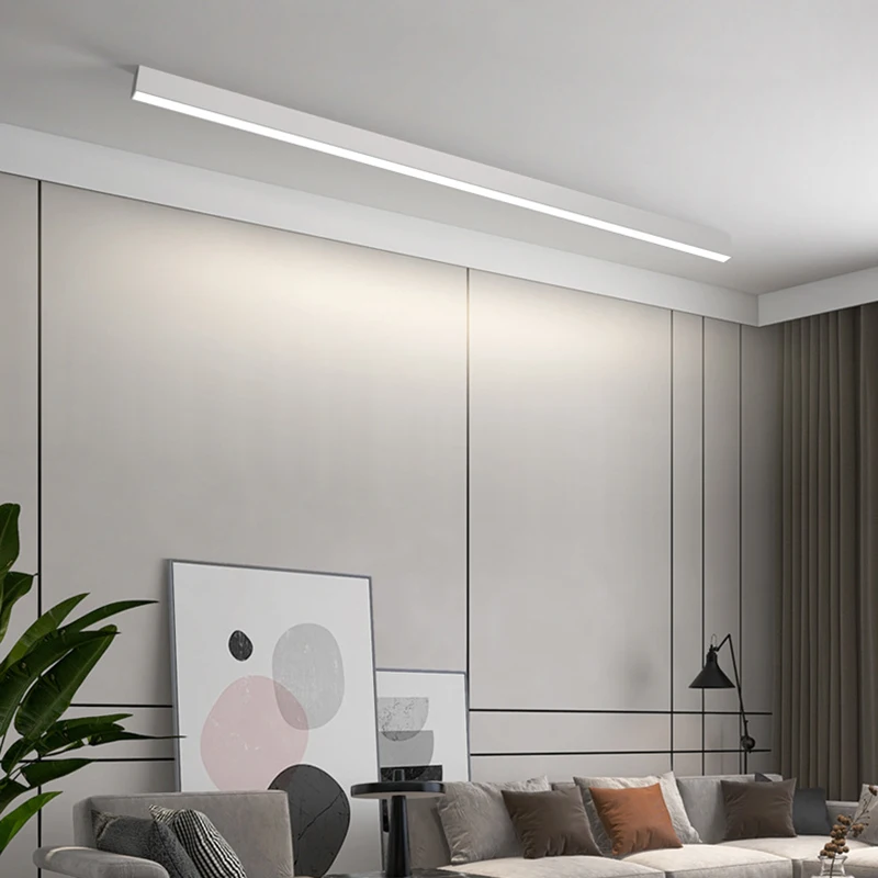 Plafonnier LED minimaliste en métal noir et blanc pour intérieur moderne salon chambre salle à manger éclairage variable design épuré élégance industrielle