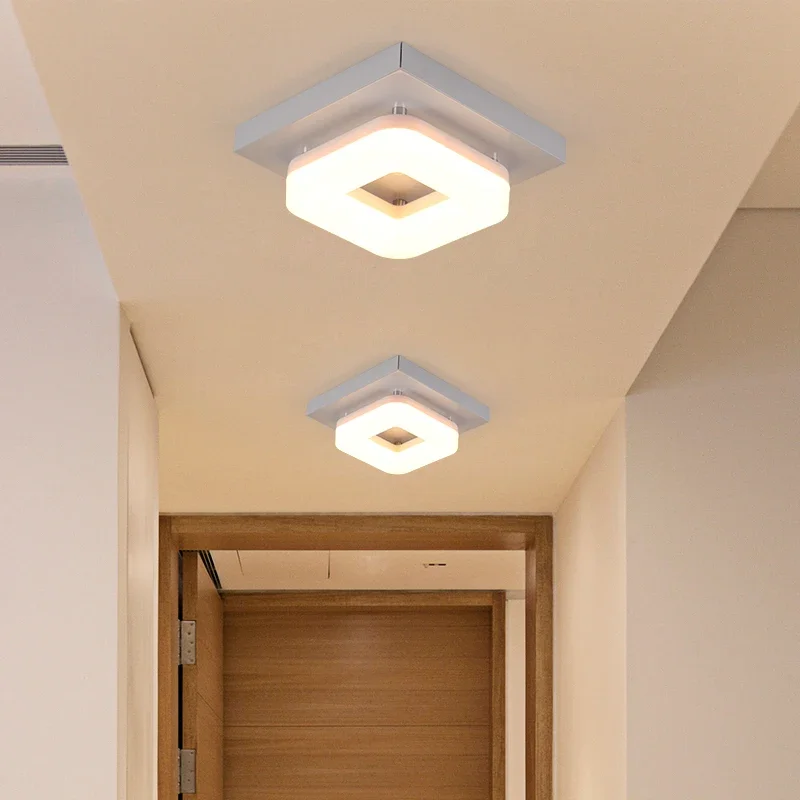 Plafonnier LED métal acrylique design moderne épuré pour couloir véranda bureau lumière uniforme certification CCC CQC ROHS