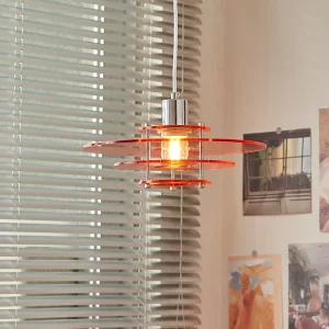 Suspension moderne minimaliste design nordique luminaire acrylique transparent orange-rouge lumière chaude salon bureau séjour éclairage contemporain Suspension moderne minimaliste design nordique luminaire acrylique transparent orange-rouge lumière chaude salon bureau séjour éclairage contemporain