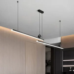 Suspension linéaire moderne design nordique aluminium LED éclairage intérieur salle à manger bureau cuisine épuré économique élégant Suspension linéaire moderne design nordique aluminium LED éclairage intérieur salle à manger bureau cuisine épuré économique élégant