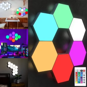 Applique murale hexagonale LED RGB modulaire avec télécommande  design moderne  DIY  lumière d’ambiance personnalisable pour salon  chambre  bureau