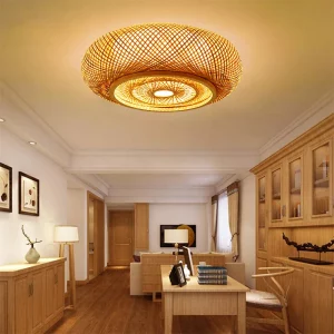 Plafonnier en bambou design naturel-bohème éclairage chaleureux pour chambre salon cuisine écoénergétique élégance raffinée