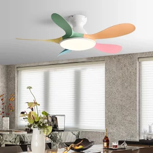 Plafonnier LED design moderne ventilateur coloré télécommande intégrée éclairage doux chambre salon moderne économie d’énergie élégance naturelle