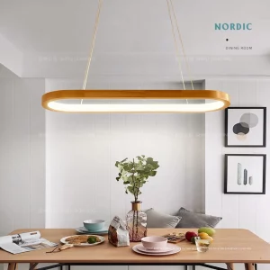 Suspension LED en bois design nordique moderne salle à manger chambre éclairage chaleureux économies d’énergie élégance naturelle