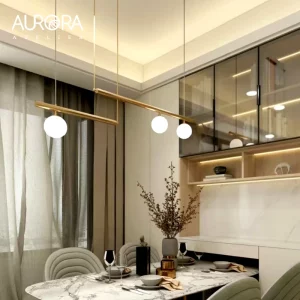 Suspension dorée en verre blanc design moderne minimaliste salon salle à manger éclairage élégant lumière douce