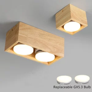 Plafonnier LED bois naturel design scandinave nordique moderne chambre salon éclairage chaleureux économique élégant