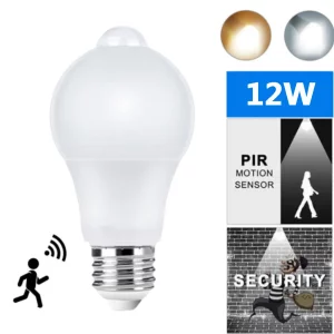 Ampoule LED détecteur mouvement PIR 12W E27 intelligente éclairage domestique escalier extérieur économie énergie lumière chaude conception moderne certifiée CE ROHS Ampoule LED détecteur mouvement PIR 12W E27 intelligente éclairage domestique escalier extérieur économie énergie lumière chaude conception moderne certifiée CE ROHS