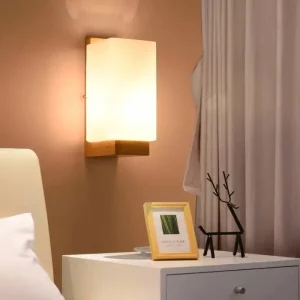 Applique murale bois naturel design minimaliste japonais LED lumière douce salon chambre hall escalier élégant économique