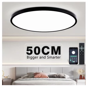 Plafonnier LED métal et plastique design moderne minimaliste 50 cm chambre salon éclairage intelligent app remote control écoénergétique élégant Plafonnier LED métal et plastique design moderne minimaliste 50 cm chambre salon éclairage intelligent app remote control écoénergétique élégant