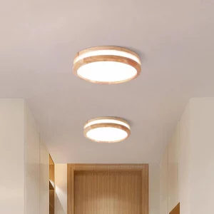 Plafonnier LED en bois naturel design scandinave nordique moderne pour salon chambre éclairage intérieur chaleureux décor élégant