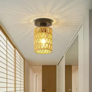 Plafonnier rotin tressé métal design nordique scandinave lumière chaude salon chambre éclairage ambiance chaleureuse moderne Plafonnier rotin tressé métal design nordique scandinave lumière chaude salon chambre éclairage ambiance chaleureuse moderne