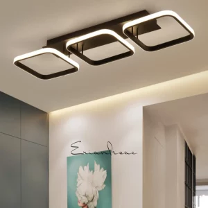 Plafonnier LED moderne design carré noir aluminium éclairage intérieur salon chambre bureau restaurant économique élégant