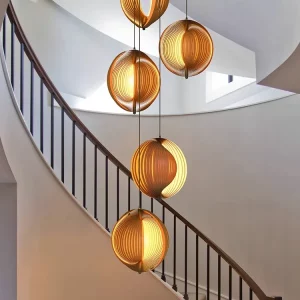 Suspension bois naturel design scandinave moderne luminaire éclairage chaleureux salon salle à manger loft escalier Villa personnalisé économique Suspension bois naturel design scandinave moderne luminaire éclairage chaleureux salon salle à manger loft escalier Villa personnalisé économique
