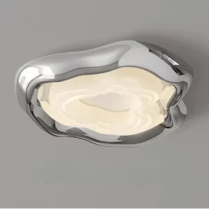Plafonnier moderne design organique LED chrome verre dépoli salon chambre cuisine éclairage contemporain minimaliste lumière douce élégance intérieure Plafonnier moderne design organique LED chrome verre dépoli salon chambre cuisine éclairage contemporain minimaliste lumière douce élégance intérieure