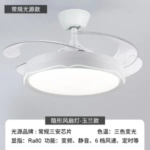 Plafonnier moderne ventilateur lumière style élégant blanc LED 42 pouces design simple fonctionnalité luxe éclairage intérieur chambre salon