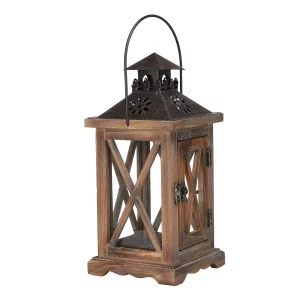 Lanterne en bois vintage style rustique design nordique éclairage intérieur extérieur décoration chaleureuse élégante