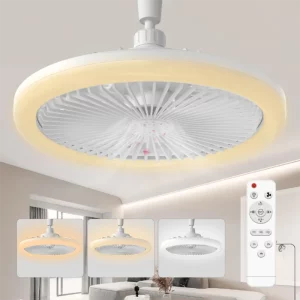 Ventilateur de plafond LED moderne design minimaliste avec télécommande  idéal pour chambre salon cuisine bureau éclairage chaleureux ventilation discrète économie d’énergie