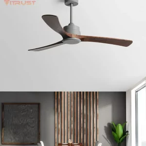 Ventilateur de plafond en bois de noyer  design scandinave moderne  3 pales en bois massif  moteur réversible silencieux  télécommande incluse  pour salon  chambre ou salle à manger