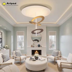 Plafonnier moderne suspendu design minimaliste en métal doré et brun foncé éclairage LED salon chambre lumière douce Plafonnier moderne suspendu design minimaliste en métal doré et brun foncé éclairage LED salon chambre lumière douce