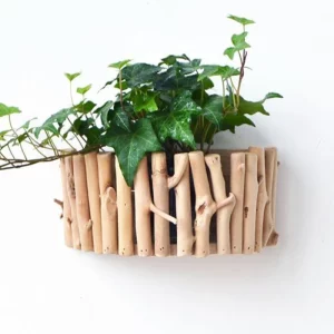 Porte-plantes mural bois naturel design rustique style organique décoration intérieure salon chambre bureau naturel élégance artisanale Porte-plantes mural bois naturel design rustique style organique décoration intérieure salon chambre bureau naturel élégance artisanale