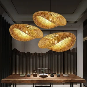 Suspension lumineuse bambou tressé design moderne naturel chambre salon éclairage chaleureux économique élégant Suspension lumineuse bambou tressé design moderne naturel chambre salon éclairage chaleureux économique élégant