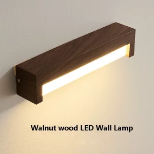 Applique murale LED en bois de noyer design moderne minimaliste éclairage chaleureux salon chambre couloir salle de bain Applique murale LED en bois de noyer design moderne minimaliste éclairage chaleureux salon chambre couloir salle de bain
